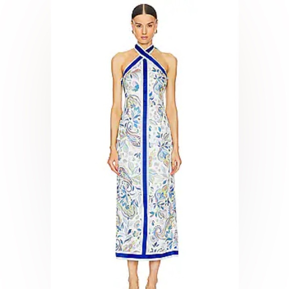 Significant Other Polly Midi Dress in Watercolour Paisley size 4 halter neck